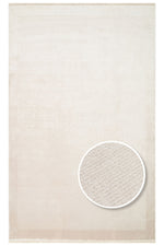 Alva Beige Solid Color Plain Modern Minimal Framed Fringed Hallway, Living Room, Lounge Rug