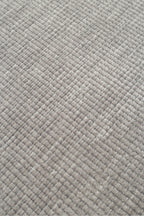 LESSI Gri Düz Renk Kaymaz Tabanlı Yuvarlak Kilim Pamuk Şönil Modern Salon Mutfak Koridor Halısı - Inox