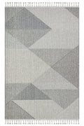 KELY Gri Dokulu Geometrik Desenli Modern Halı Hav Vermez Dokuma Salon Mutfak Koridor Halısı - Mavi