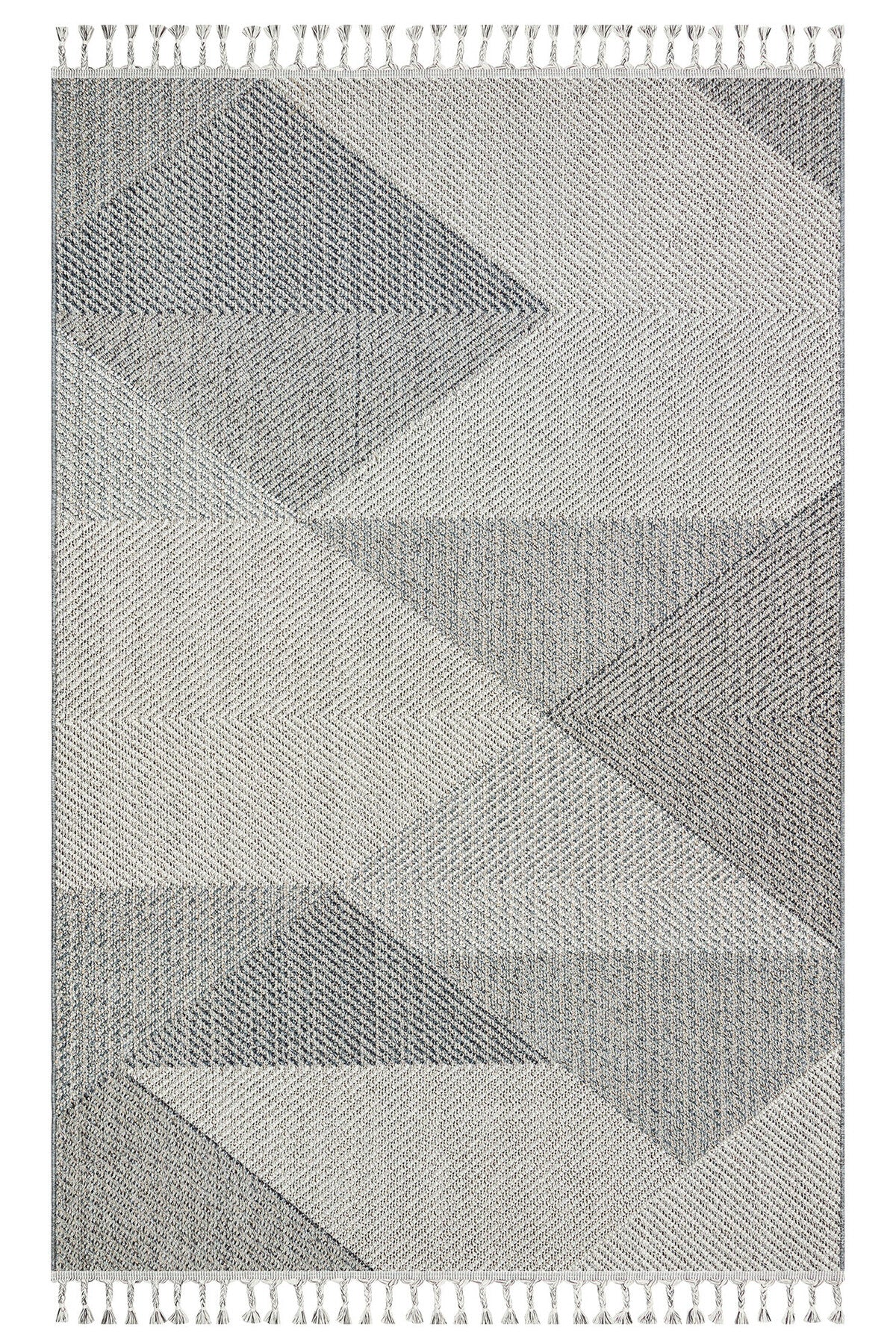 KELY Gri Dokulu Geometrik Desenli Modern Halı Hav Vermez Dokuma Salon Mutfak Koridor Halısı - Mavi