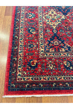 Geleneksel Desenli El Dokuma Halı Kırmızı Bordo Lacivert Madalyon Motifli Vintage Salon Halısı - Siyah