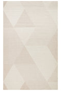 MERLİN Bej Geometrik Desenli Kaymaz Tabanlı Kilim Modern İskandinav Hav Vermez Salon Antre Halısı - Ekru