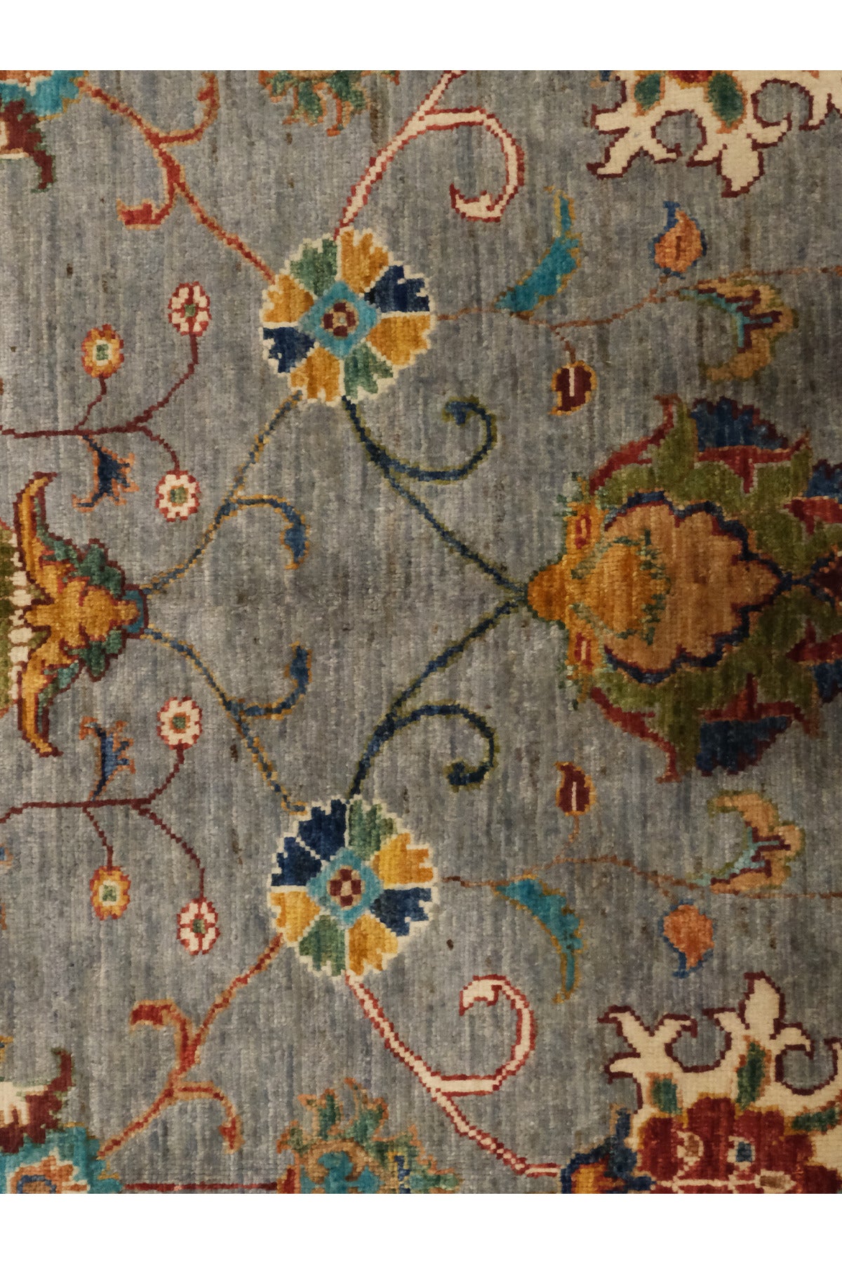 Sultani El Emeği Gri Anadolu Motifli Desenli Saçaklı Modern ve Geleneksel Salon Halısı - Gri