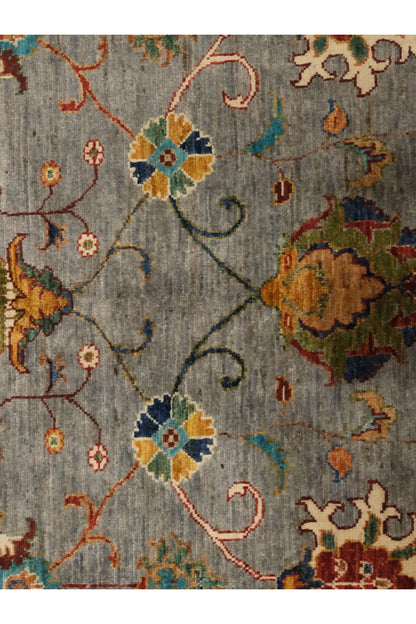 Sultani El Emeği Gri Anadolu Motifli Desenli Saçaklı Modern ve Geleneksel Salon Halısı - Gri