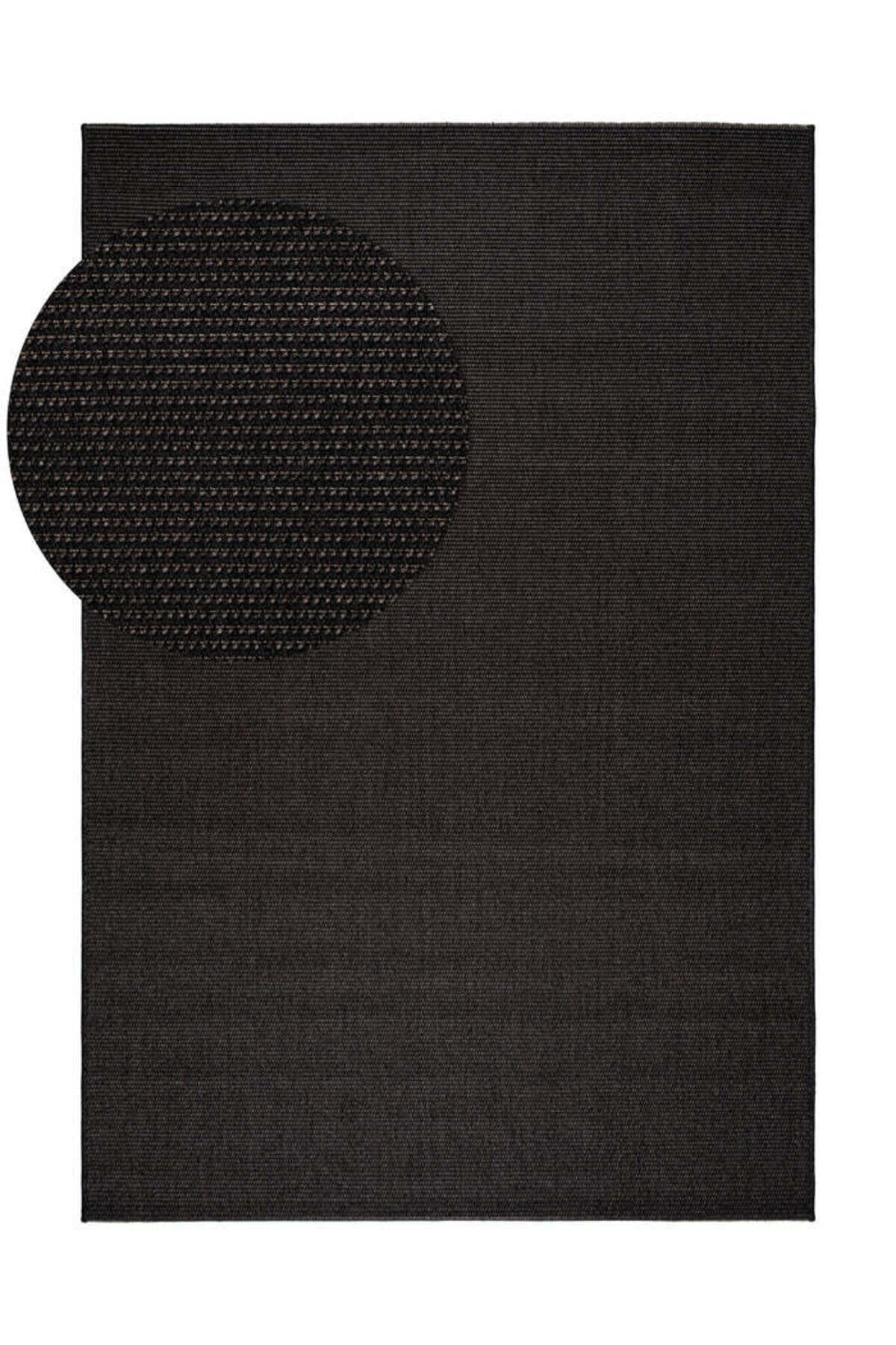Sisalo Suit Antrasit Doğal Sisal Jüt Görünümlü Modern Bohem İskandinav Minimal Salon Halısı - Siyah