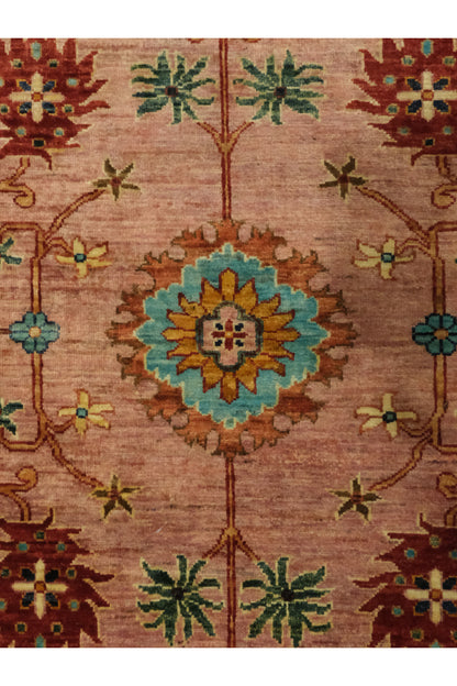 Sultani El Emeği Pembe Anadolu Motifli Desenli Saçaklı Modern ve Geleneksel Salon Halısı - Pembe