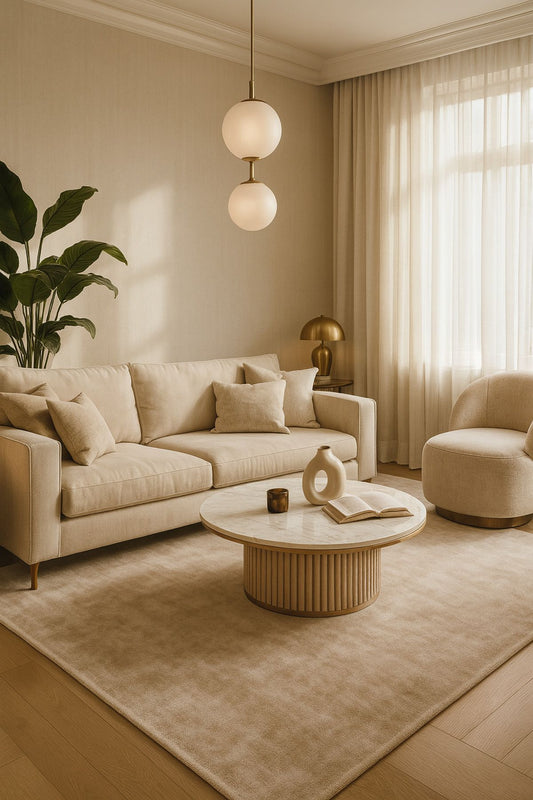 Luma Kahverengi Tek Renk Sade Saf Bambu Doğal Malzeme Halı Minimalist Parlak Modern Lüks Salon Halı - Stone