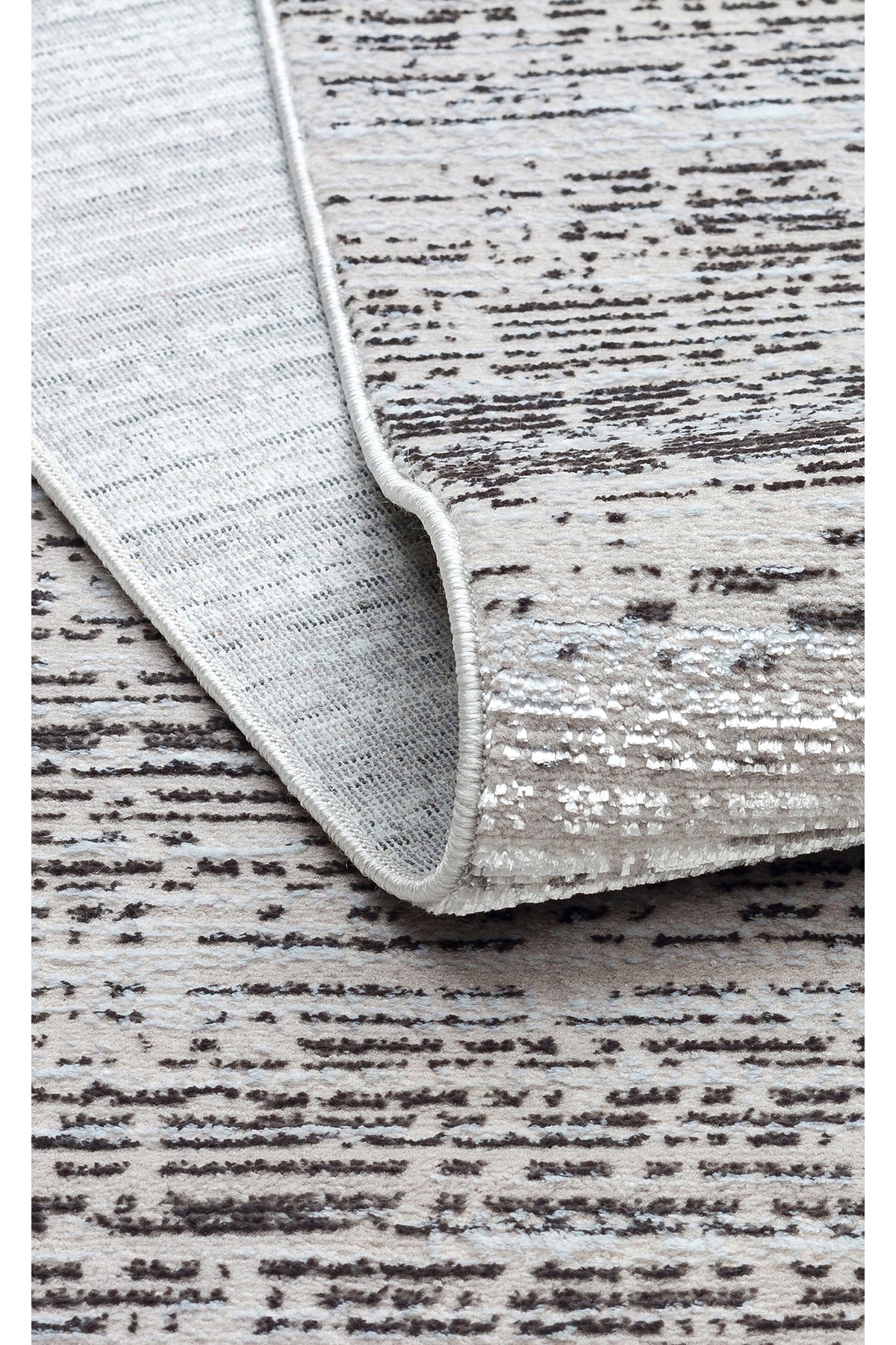 PEARLY Koyu Gri Düz Modern Parlak Halı Yumuşak Doku Kaymaz Tabanlı Yıkanabilir Salon Halısı - Gri