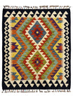 Heritage Series Black Framed Root Dye Handcrafted Natural Yarn Ethnic Pattern Traditional Kilim Collection - Black