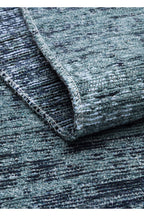 MİRA Antrasit Mavi Çift Taraflı Yıkanabilir Kilim Modern Ombre Renk Geçişli Polyester Şönil Kilim - Lacivert