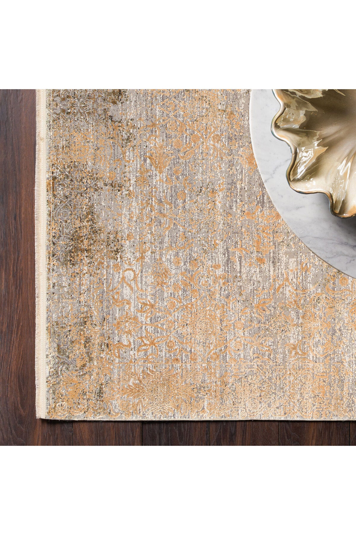 Lidya Dyed Bakır Vintage Overdyed Salon Halısı Dokulu Parlak Sık Dokuma Klasik Dekoratif Tasarım