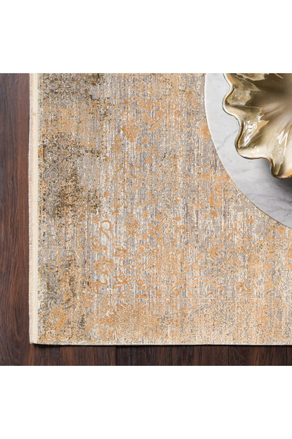 Lidya Dyed Bakır Vintage Overdyed Salon Halısı Dokulu Parlak Sık Dokuma Klasik Dekoratif Tasarım