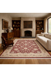 Safavi Red Cream Color Classic Ethnic Patterned Acrylic Fringed Vintage Tightly Woven Living Room Rug