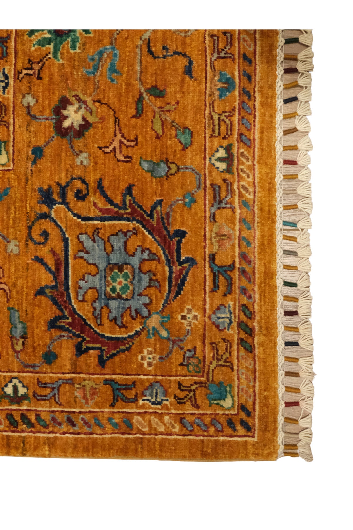 Sultani El Emeği Turuncu Anadolu Motifli Desenli Saçaklı Modern ve Geleneksel Salon Halısı - Turuncu