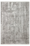 LUMEN Modern Minimal Gri Renk Soyut Desenli Yumuşak Dokulu Hav Vermez Dayanıklı Salon Halısı - Gümüş