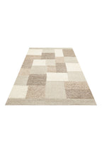 Emma Hand-Woven Beige Ecru Mink Scandinavian Knit Texture Geometric Pattern Wool Low-Pile Modern Living Room Rug - Multicolored