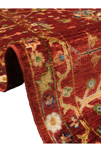 Sultani El Emeği Kırmızı Anadolu Motifli Desenli Saçaklı Modern ve Geleneksel Salon Halısı - Kırmızı