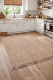 Doha Jute & Polyester Multicolored Rug | Double-Sided Modern Flatweave Rug, Fringed Natural Design