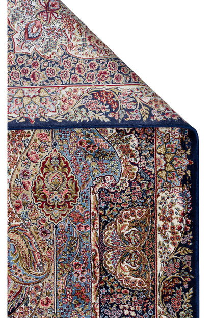 Silk Harem Series Bamboo Yarn Navy Blue Living Room Rug, Classic Pattern, Tightly Woven, Naturally Soft Texture