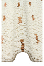 Emma Hand-Woven Ecru Background Tile Stripe Pattern Scandinavian Textured Wool Flatweave Modern Living Room Rug - Orange