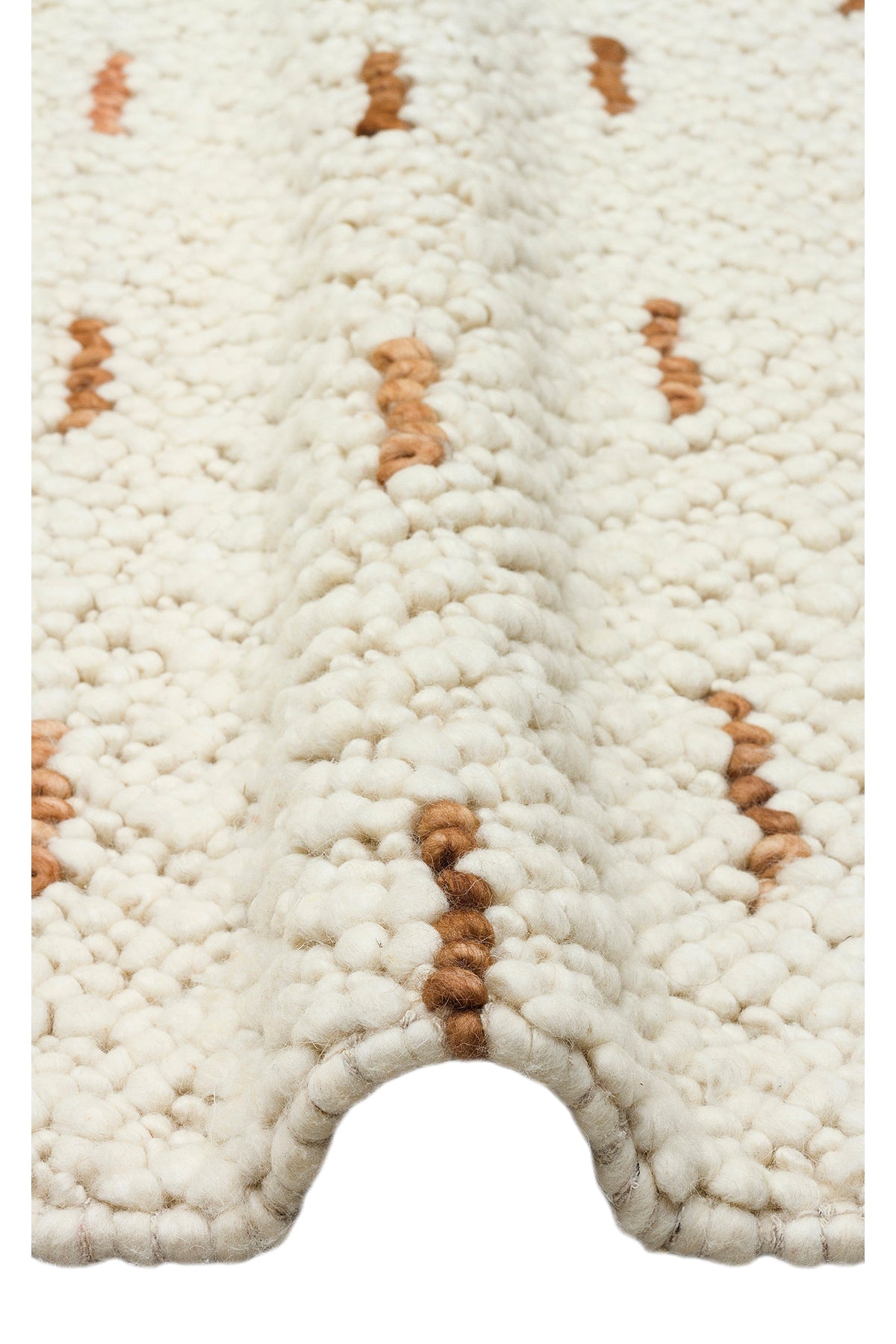 Emma Hand-Woven Ecru Background Tile Stripe Pattern Scandinavian Textured Wool Flatweave Modern Living Room Rug - Orange