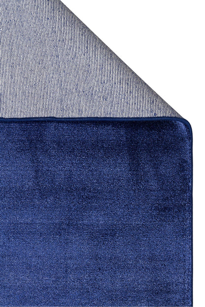 Luma Lacivert Tek Renk Sade Saf Bambu Doğal Malzeme Halı Minimalist Parlak Modern Lüks Salon Halısı - Lacivert