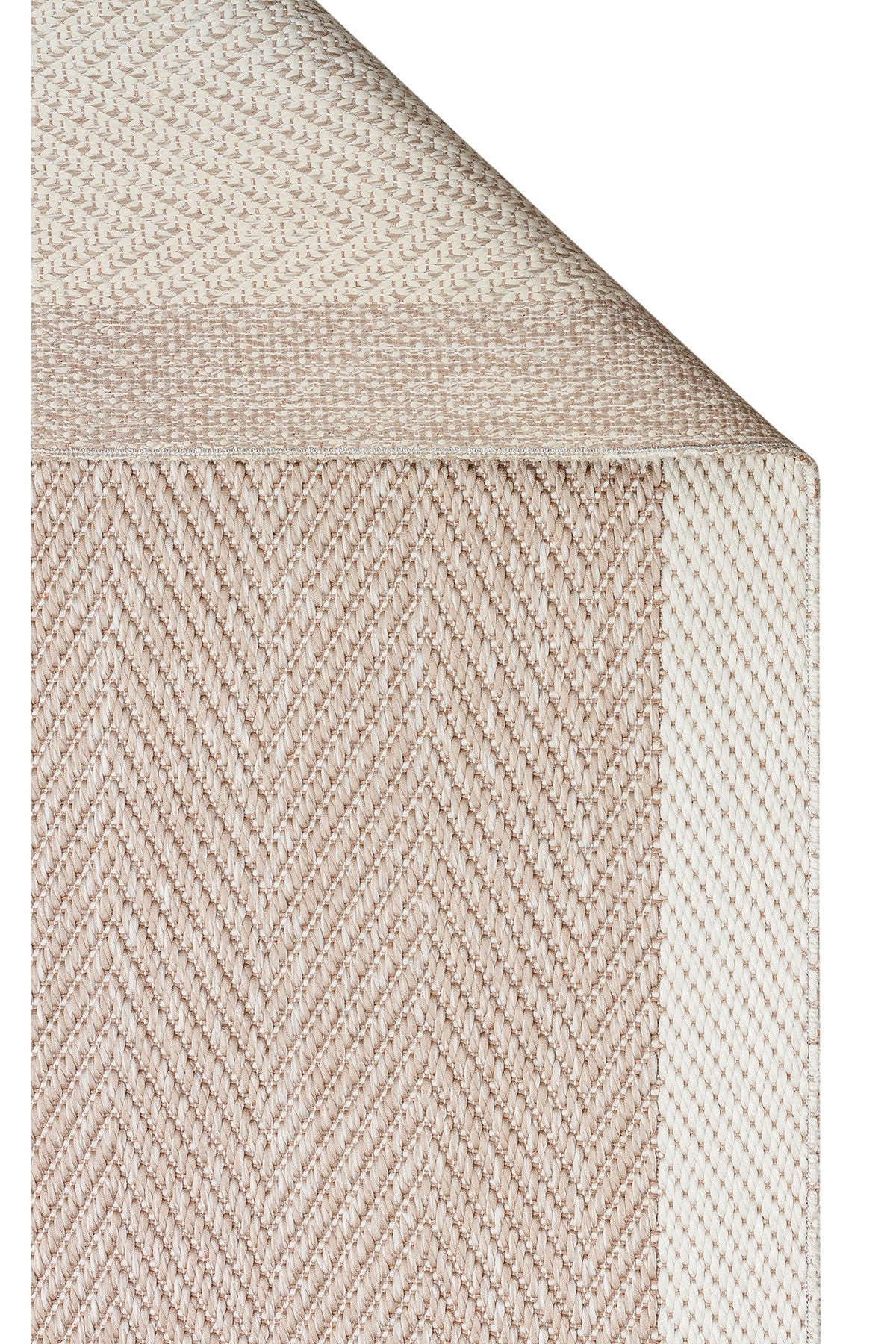 MERLİN Gri Balık Sırtı Dokulu Kaymaz Tabanlı Kilim Modern İskandinav Hav Vermez Salon Antre Halısı - Krem