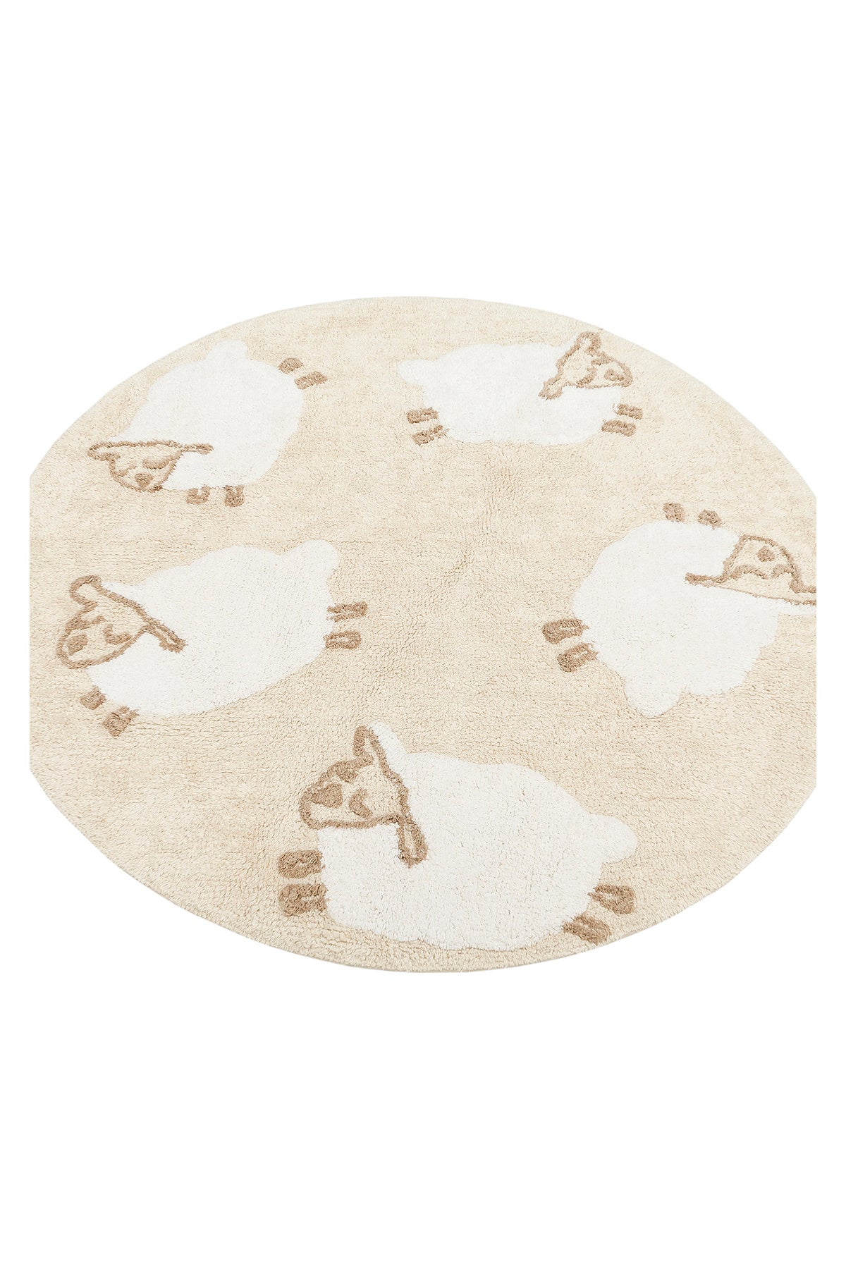 Bonny Desenli Bej Rengi Yıkanabilir Kaydırmaz Taban Yumuşak Yüzeyli Çocuk Odası Halısı - Krem