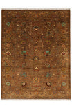 Sultani Handmade Brown Anatolian Motif Patterned Fringed Modern and Traditional Living Room Rug - Brown