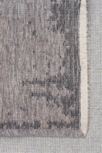 LESSI Gri Soyut Desenli Kaymaz Yıkanabilir Tabanlı Kilim Şönil Pamuk Vintage Salon Halısı - Haki