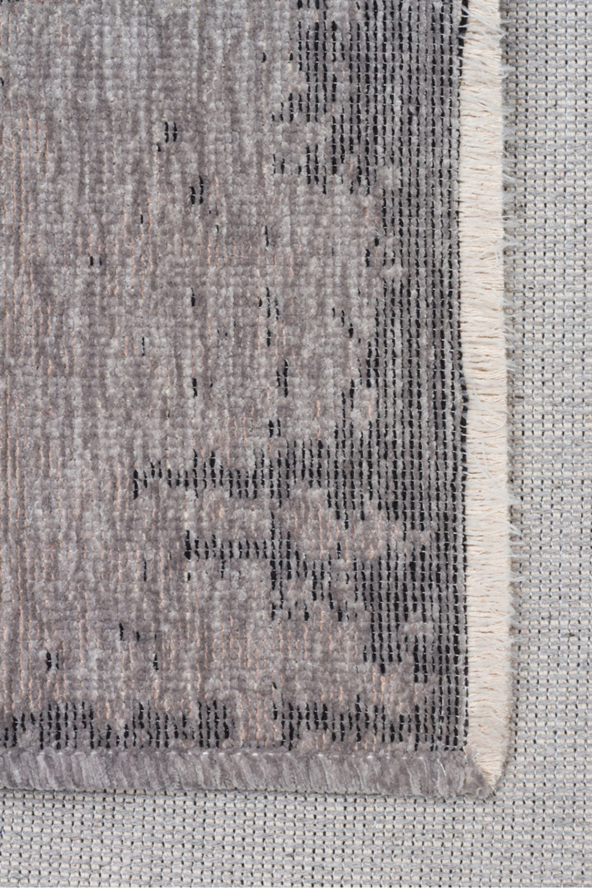 LESSI Gri Soyut Desenli Kaymaz Yıkanabilir Tabanlı Kilim Şönil Pamuk Vintage Salon Halısı - Haki