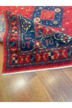 Geleneksel Madalyon Desen El Dokuma Kırmızı Etnik Geometrik Motifli Vintage Dekoratif Salon Halısı - Sarı