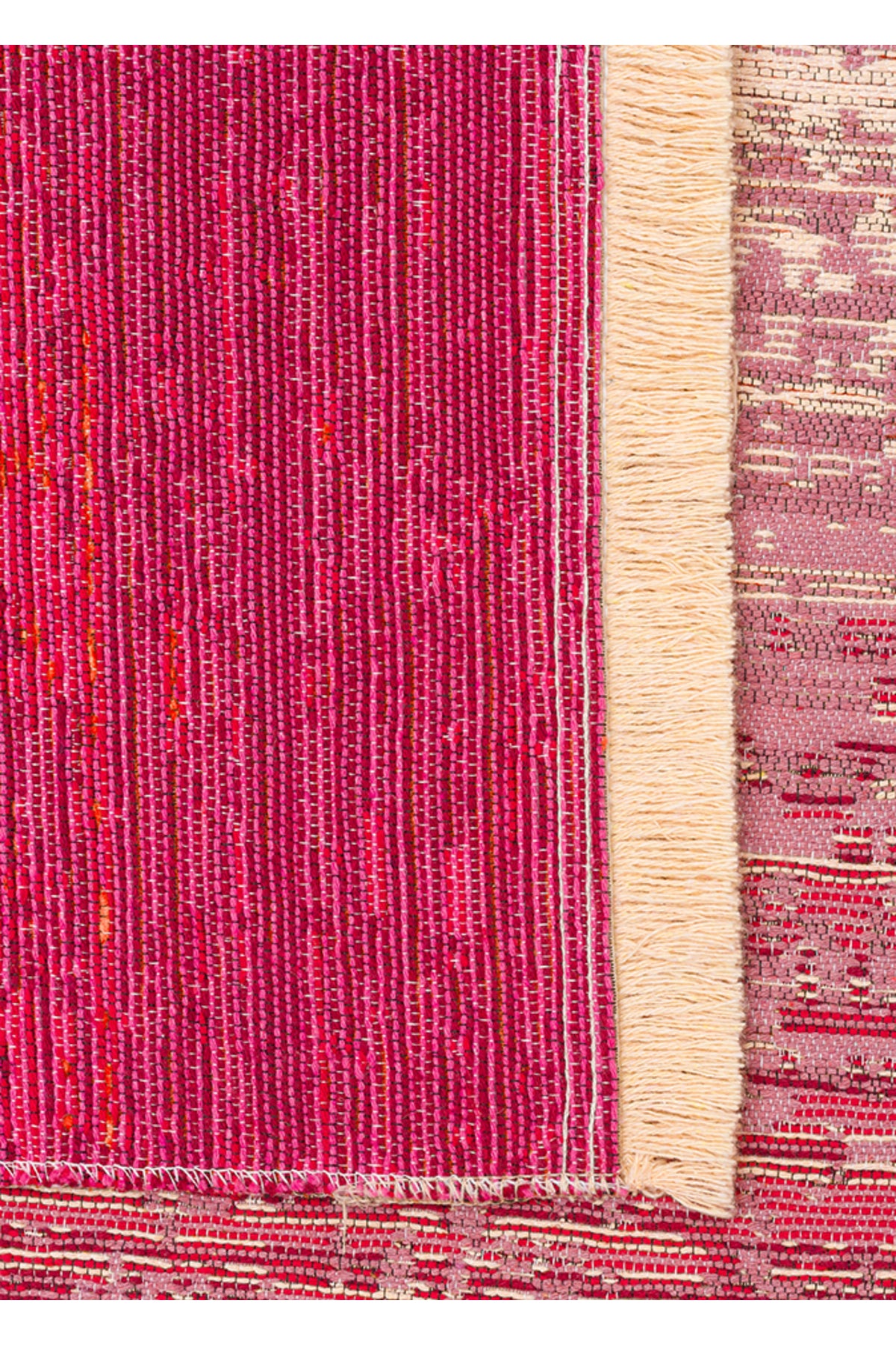 MİRA Bej Turuncu Pembe ÇiftTaraflı Yıkanabilir Kilim Modern Ombre Renk Geçişli Polyester Şönil Kilim - Kırmızı