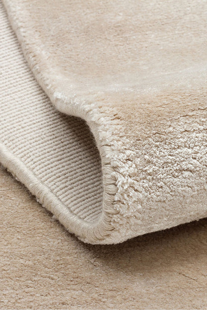 Alure Kum Rengi El Dokuma Saf Bambu Halı Lüks Yumuşak Minimalist Modern Salon ve Oturma Odası Halısı - Sand