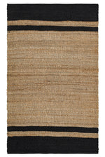 NATURA Black Block Natural Black Jute Rug Double-Sided Kilim Mat-Look Bohemian Living Room Hallway Rug