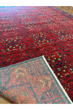 Etnik Desenli El Dokuma Halı Kırmızı Bordo Lacivert Motifli Geleneksel Vintage Salon Halısı - Turuncu