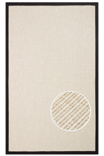 COSTA SISAL Cream Easy-to-Clean Kilim Non-Shedding Black Bordered Woven Straw-Look Living Room Rug
