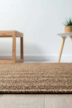 KORDANO Kahverengi Balık Sırtı Dokulu Sisal Kilim Kolay Temizlenebilir İskandinav Salon Halısı - Kahverengi