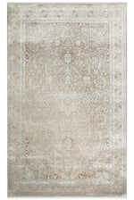 Toscana Retro Patterned Grey Overdyed Luxury Woven Soft Touch Classic Rayon Viscose Living Room Rug