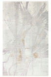 Elvora Cream-colored Gold-detailed Minimal Abstract Pattern Tightly Woven Viscose Fringed Modern Living Room Rug