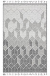 KELY Gray Geometric Patterned Textured Modern Carpet Non-Shedding Woven Living Room Kitchen Hallway Rug - Metallic