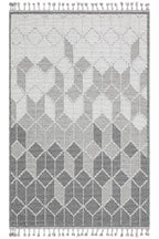 KELY Gri Geometrik Desenli Dokulu Modern Halı Hav Vermez Dokuma Salon Mutfak Koridor Halısı - Metalik