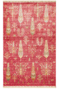 Efsun Handmade Tree of Life Patterned Red Lyocell Special Loom Uşak Design Fringed Living Room Rug