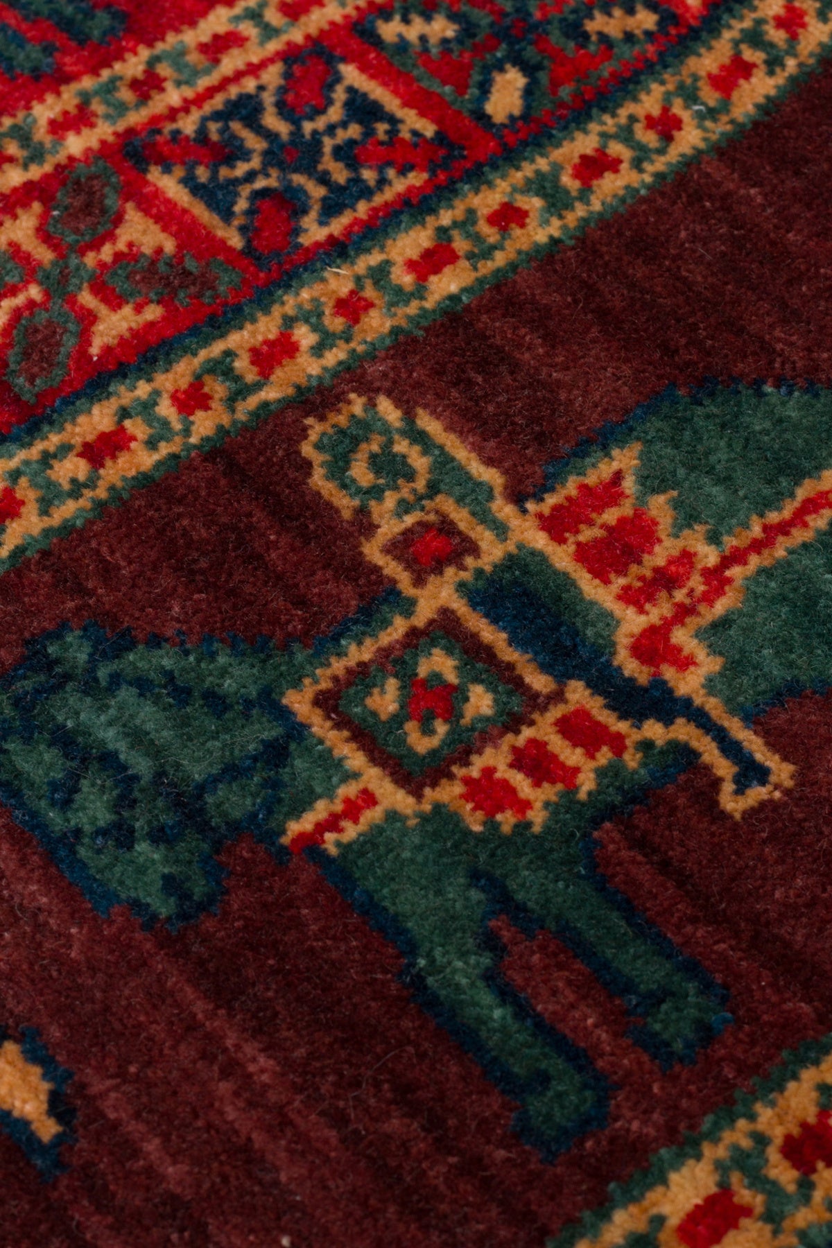 Rönesans El Emeği Anadolu Desen Kahverengi Kırmızı Retro Yün Geleneksel Dokuma Otantik Salon Halısı