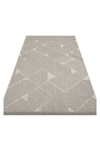GARENY Gri Geometrik Desenli Dokulu Modern Hav Vermez Polyester Salon Mutfak Yatak Odası Halısı - Gümüş