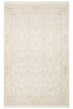 Elvora Gold Cream Minimal Ethnic Patterned Framed Classic Tightly Woven Viscose Fringed Living Room Rug
