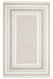 GARENY Beige Gray Striped Textured Modern Non-Shedding Polyester Living Room Kitchen Bedroom Rug - Ecru