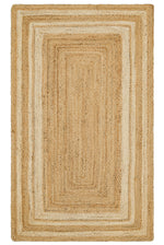 NATURA Jute Rug Natural Straw-Look Framed Pattern Double-Sided Kilim for Living Room, Hallway, Kitchen