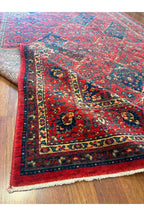 Geleneksel Desenli El Dokuma Halı Kırmızı Bordo Lacivert Madalyon Motifli Vintage Salon Halısı - Siyah