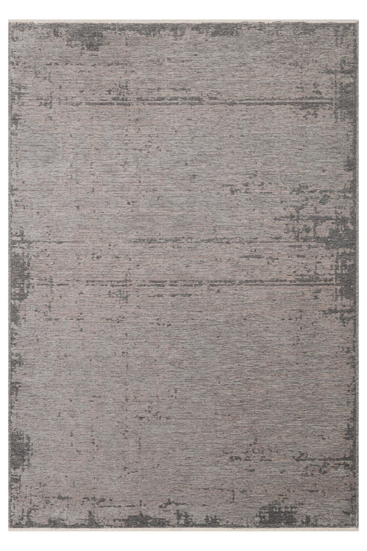 LESSI Gri Soyut Desenli Kaymaz Yıkanabilir Tabanlı Kilim Şönil Pamuk Vintage Salon Halısı - Haki